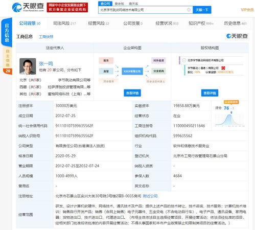 北京字節(jié)跳動網(wǎng)絡(luò)技術(shù)經(jīng)營范圍新增銷售家用電器 電子產(chǎn)品 貨物進出口等